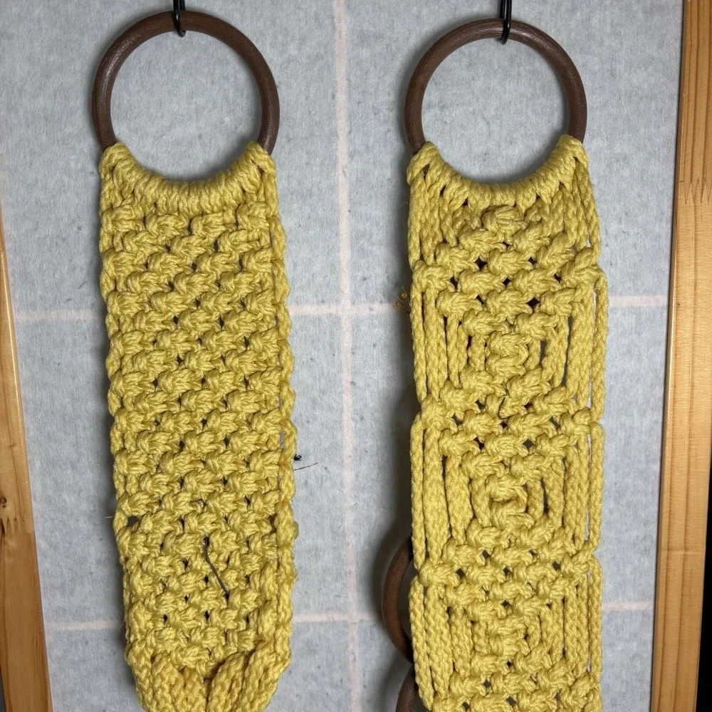 Vintage Macrame With‎ Dried Flowers Towel Hanger Wall Decor Set Cottagecore